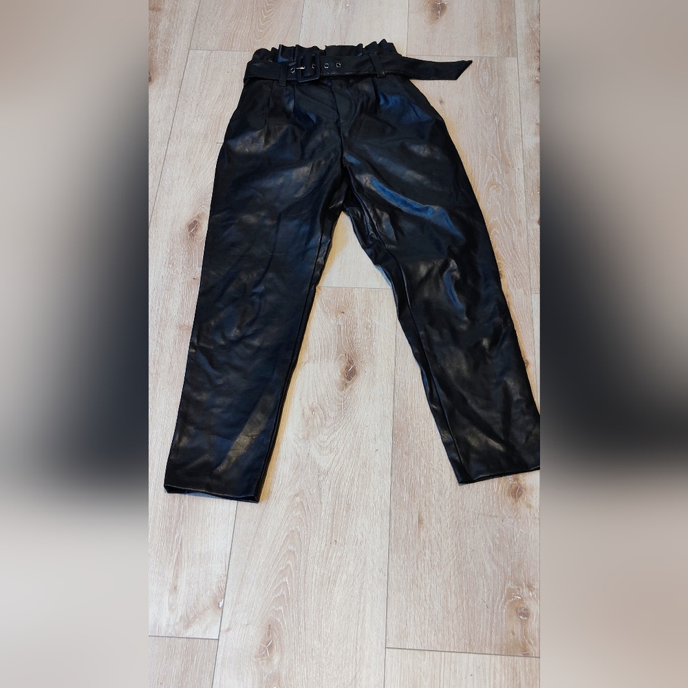Do + Be Faux Leather pants with paper bag waist